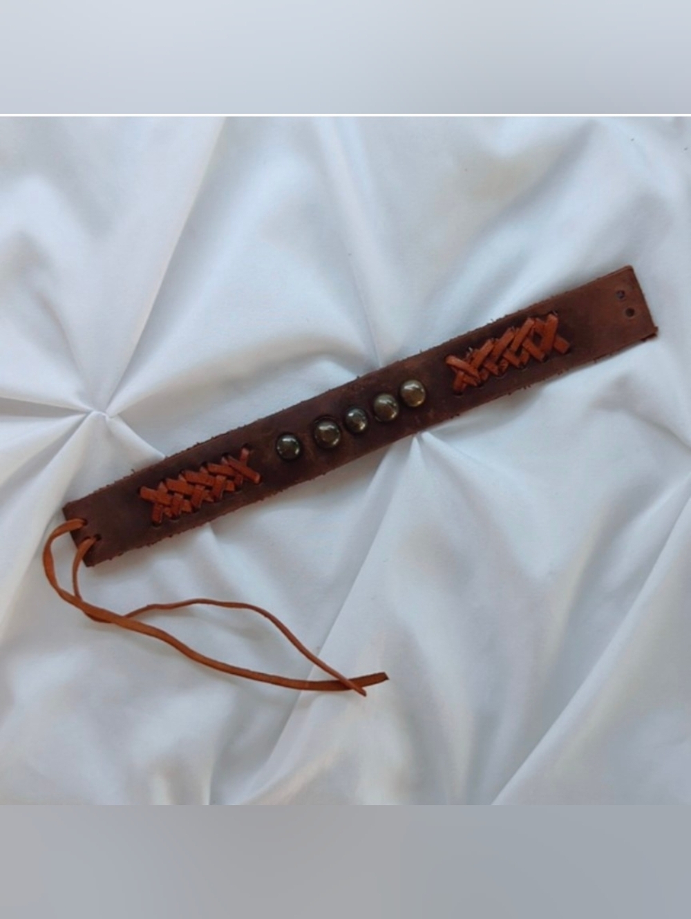 Vintage Studded Leather Cuff Bracelet - Unisex Boho Wrap - Adjustable